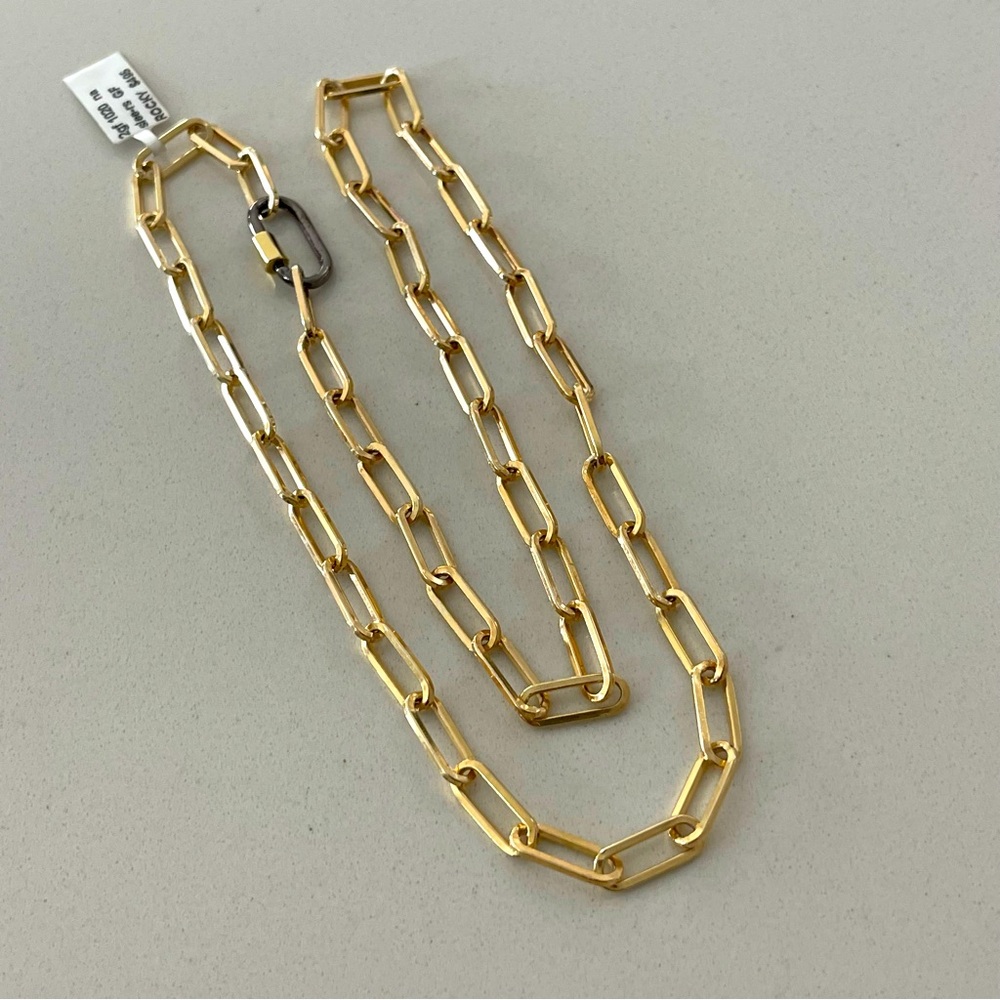 Gold filled 24”Chain Link Necklace with black rhodium carbiner clasp